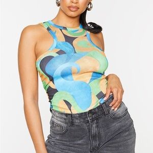 PrettyLittleThing abstract print racerback tank